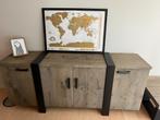 Dressoir met zwart stalen accenten (198x48x85cm) –€200, Ophalen, 200 cm of meer, Metaal, 25 tot 50 cm