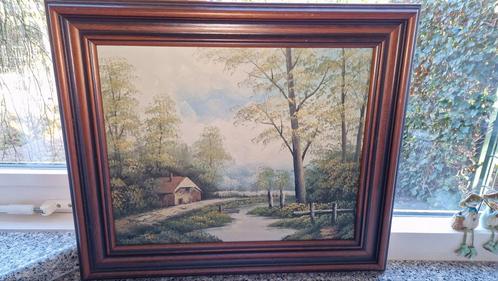 Olieverf op linnen met zeer mooie lijst. Gesigneerd., Antiek en Kunst, Kunst | Schilderijen | Klassiek, Ophalen of Verzenden