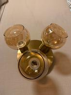 Goud kleurige plafondlamp Peri met ambet glas en 3 spots, Ophalen of Verzenden, Nieuw, Glas