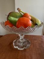 TAZZA - FRUITSCHAAL OP VOET, KOEK/BESCHUITPOT IN DIAMANT, Antiek en Kunst, Antiek | Glas en Kristal, Verzenden