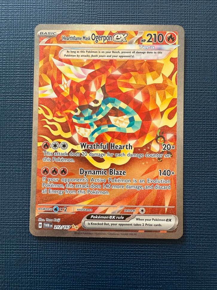 Hearthflame Mask Ogerpon ex - Foil Pokémonkaart, Hobby en Vrije tijd, Verzamelkaartspellen | Pokémon, Zo goed als nieuw, Losse kaart