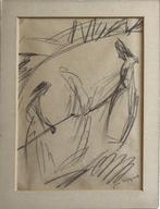 Jan Wiegers potloodtekening  "Samen Hooien", gesigneerd, Antiek en Kunst, Ophalen