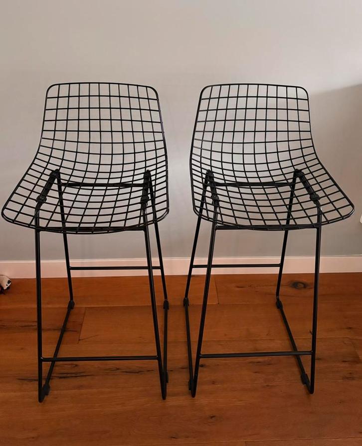 HK living barkrukken zwart, Huis en Inrichting, Barkrukken, Zo goed als nieuw, 60 tot 90 cm, Metaal, 2 krukken, Ophalen