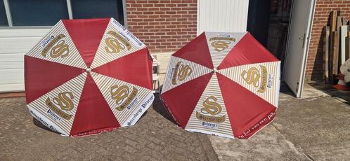 Parasol Steenberge bier, Tuin en Terras, Parasols, Zo goed als nieuw, Stokparasol, 1 tot 2 meter, Verstelbaar, Ophalen