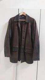 Donkerbruine herenjas van leer..., Kleding | Heren, Maat 52/54 (L), Bruin, Ophalen of Verzenden, Gedragen