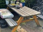 Zelfgemaakte Picknick tafel hardhout, Tuin en Terras, Picknicktafels, Ophalen of Verzenden, Gebruikt, Rechthoekig, Hout