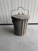 Vintage Zinken Afvalbak met Deksel, Ophalen, Gebruikt, 50 tot 75 cm, 20 tot 30 liter