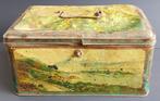 Oude voorraadtrommel met berglandschappen - Adv S 160 - blik, Verzamelen, Blikken, Ophalen of Verzenden, Gebruikt, Overige