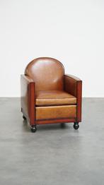 Goede staat verkerende schapenleren Art Deco design fauteuil, Ophalen, Zo goed als nieuw, 50 tot 75 cm, Art Deco, Design