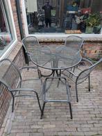 Complete metalen tuinset met hocker, Tuin en Terras, Tuinsets en Loungesets, Ophalen, Zo goed als nieuw, Overige materialen, Hocker