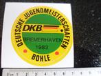 sticker deutsche jugendmeisterschaften bremerhaven bohle 83, Verzenden, Zo goed als nieuw, Bedrijf of Vereniging