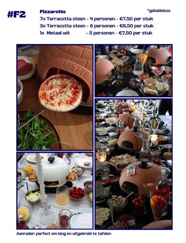 Pizzarette 4 of 6 persoons vanaf € 7,50 huur, Hobby en Vrije tijd, Feestartikelen | Verhuur, Zo goed als nieuw, Verjaardag, Ophalen