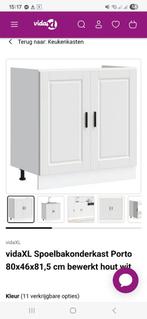 vidaXL Spoelbakonderkast Porto - Wit, Huis en Inrichting, Ophalen, Wit, Nieuw, 50 tot 100 cm