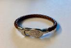 Armband van bruin leer (nieuw), Met kristal, Bruin, Nieuw, Leer