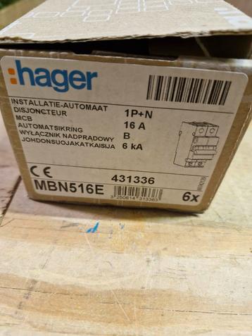 Hager MBN516A B-kar 16A Installatieautomaat 6 stuks Nieuw beschikbaar voor biedingen
