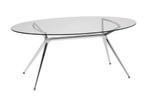 Scab Design - Metropolis 180x100 - ovale glazen chrome tafel, Huis en Inrichting, Tafels | Eettafels, Ophalen, Gebruikt, Vijf personen of meer