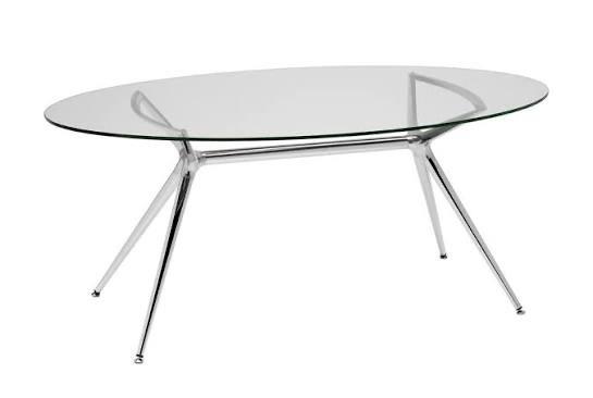 Scab Design - Metropolis 180x100 - ovale glazen chrome tafel, Huis en Inrichting, Tafels | Eettafels, Gebruikt, 100 tot 150 cm