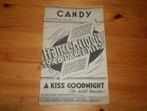 Candy / a kiss goodnight - france melodie hits, Muziek en Instrumenten, Bladmuziek, Gebruikt, Populair, Drums of Percussie, Gitaar