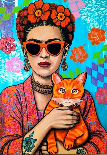 Orgineel Pop-art schilderij Frida Kahlo  beschikbaar voor biedingen