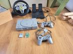 Playstation 1 PS1 Ferrari stuur 2 controllers 2 memory kaart, Met 2 controllers, Ophalen of Verzenden, Zo goed als nieuw, Met games