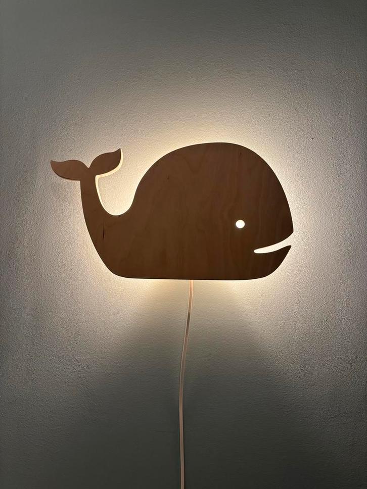 Toddie houten Walvis Wandlamp Kinderkamer, Huis en Inrichting, Lampen | Wandlampen, Zo goed als nieuw, Hout, Ophalen of Verzenden