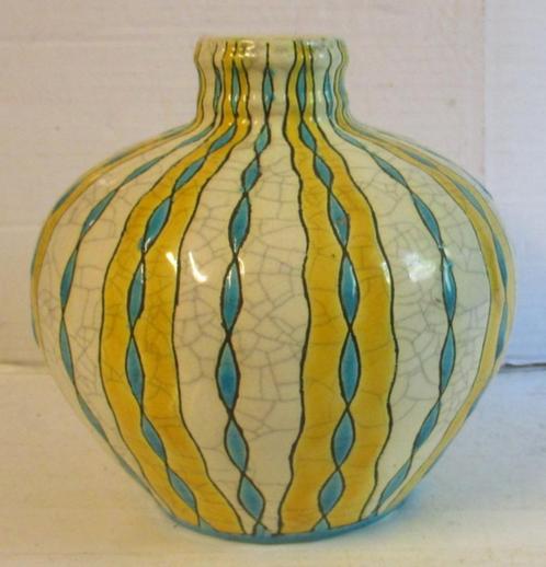 stijlzuivere art deco Boch Keramis Catteau blauw geel  167, Antiek en Kunst, Antiek | Keramiek en Aardewerk, Verzenden
