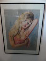 Pastel tekening Brigit Bardot 61 x 81 cm, Antiek en Kunst, Ophalen