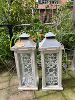 Lantaarn 2 stuks, Huis en Inrichting, Woonaccessoires | Kandelaars en Kaarsen, Ophalen, Gebruikt, 25 tot 50 cm, Wit