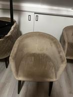 4 taupe velvet eetkamerstoelen, Ophalen, Gebruikt, Minder dan 75 cm, Stof