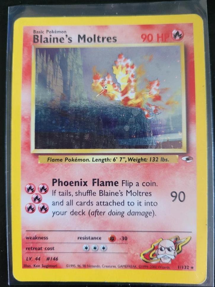 Blaine's Moltres (GH 1) Gym Heroes - Singles, Hobby en Vrije tijd, Verzamelkaartspellen | Pokémon, Gebruikt, Losse kaart, Foil