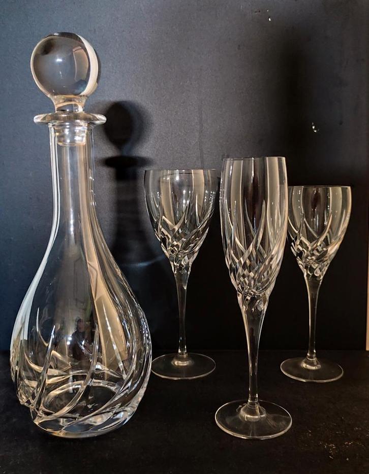 Karaf en 3x 6 wijnglazen Wedgewood Toscane perfecte staat, Antiek en Kunst, Antiek | Glas en Kristal, Ophalen of Verzenden