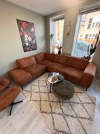 Nette cognac hoekbank - 3/4 zits incl. fauteuil, Ophalen, 250 tot 300 cm, Gebruikt, Hoekbank