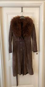 Mooie donkerbruine warme lammy coat lans leren jas mt 40, Ophalen of Verzenden, Zo goed als nieuw, Maat 38/40 (M), Bruin