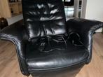 Zwarte Relaxfauteuil met Afstandsbediening, Ophalen of Verzenden, Gebruikt, Leer, 75 tot 100 cm
