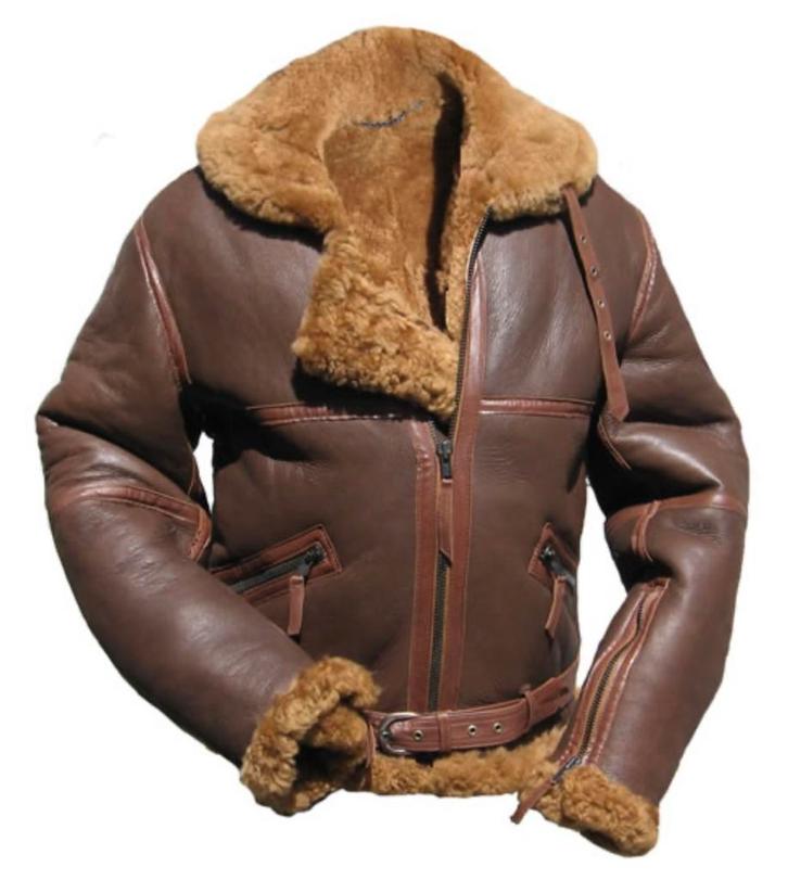 Leren Britse piloten schapenvachtjas, Kleding | Heren, Jassen | Winter, Zo goed als nieuw, Maat 48/50 (M), Bruin, Ophalen