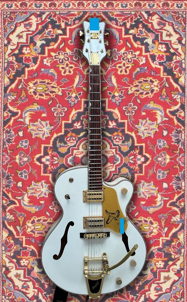 Witte hollow body elektrische gitaar, Ophalen, Gebruikt, Hollow body, Overige merken