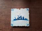 Oud Delfts Blauw Tegeltje met Boerderij Voorstelling, Ophalen of Verzenden