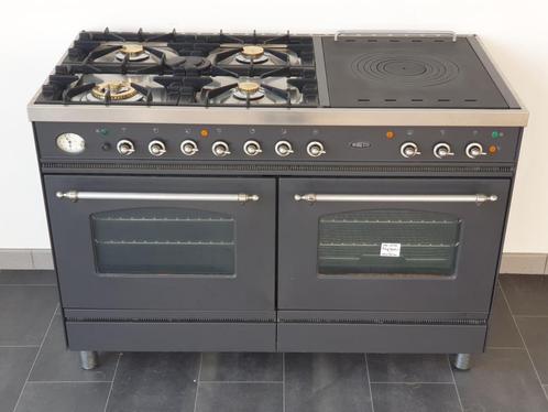 Luxe Fornuis Boretti 120cm antraciet Coupe De Feu, Witgoed en Apparatuur, Fornuizen, Zo goed als nieuw, Vrijstaand, Gas, 5 kookzones of meer