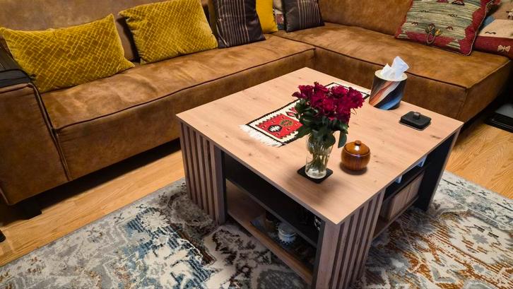 Salontafel, Huis en Inrichting, Tafels | Salontafels, Nieuw, 75 cm of meer, 50 tot 100 cm, 50 tot 100 cm, Vierkant, Overige houtsoorten