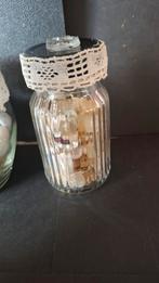 Brocant glazen potje met oude knopen 9hg 4,5 doorsnee, Antiek en Kunst, Curiosa en Brocante, Ophalen of Verzenden