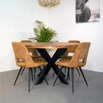 ACTIE Mango TAFEL rond 120 4-eetkamer stoelen, Nieuw, 100 tot 150 cm, 150 tot 200 cm, Rond