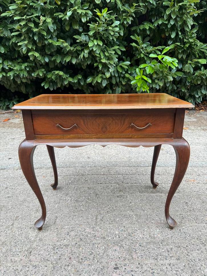 Queen Ann Bijzettafel, Engels Theetafeltje met 1 Lade, Huis en Inrichting, Tafels | Bijzettafels, Gebruikt, Rechthoekig, Minder dan 55 cm