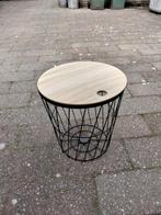 Op berg mand bijzet tafeltje, Minder dan 55 cm, Rond, Ophalen of Verzenden, Zo goed als nieuw