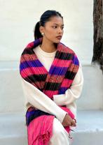 Handgeweven wollen sjaal - paars, roze, zwart en oranje, Verzenden, Nieuw, Nepalhandwerk.nl, Nepalhandwerk.nl