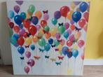 Schilderij/canvas kleurrijk ballonnen en vlinders 80x80 cm, Huis en Inrichting, Woonaccessoires | Schilderijen, Tekeningen en Foto's