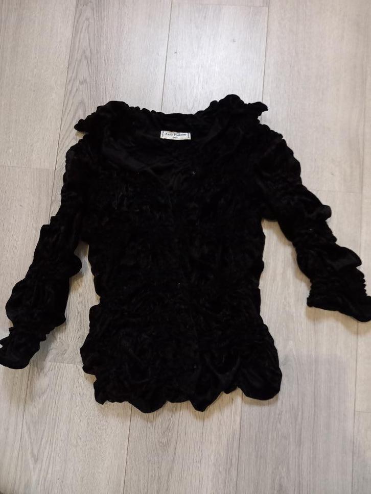 Zwart Anne Fontaine Blouse Stretch Fluweel  (Maat 36 / 38), Kleding | Dames, Blouses en Tunieken, Gedragen, Maat 36 (S), Zwart