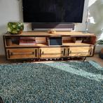 tv meubel - hout met zwart metaal en 3 lades, Huis en Inrichting, Kasten | Televisiemeubels, 150 tot 200 cm, Minder dan 100 cm