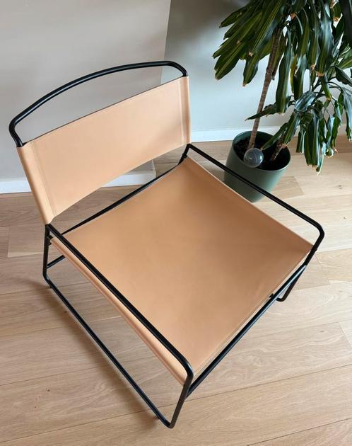 Fautieul scandinavisch minimalistisch, Huis en Inrichting, Stoelen, Zo goed als nieuw, Eén, Leer, Zwart, Ophalen of Verzenden