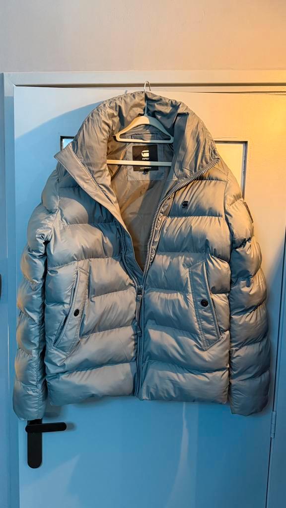 G-Star RAW gewatteerde jas – maat M, Kleding | Heren, Jassen | Winter, Zo goed als nieuw, Maat 48/50 (M), Blauw, Ophalen of Verzenden