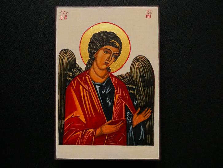 Handbeschilderd Icoon van Engel Gabriël, Antiek en Kunst, Antiek | Religie, Ophalen of Verzenden